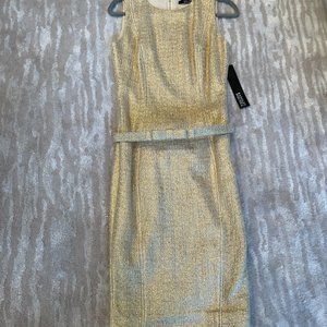 Gold Tweed Badgley Mischka Midi Cocktail Dress